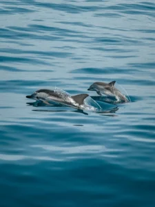 Irrawaddy dolphins playing in the waters of Chilika Lake